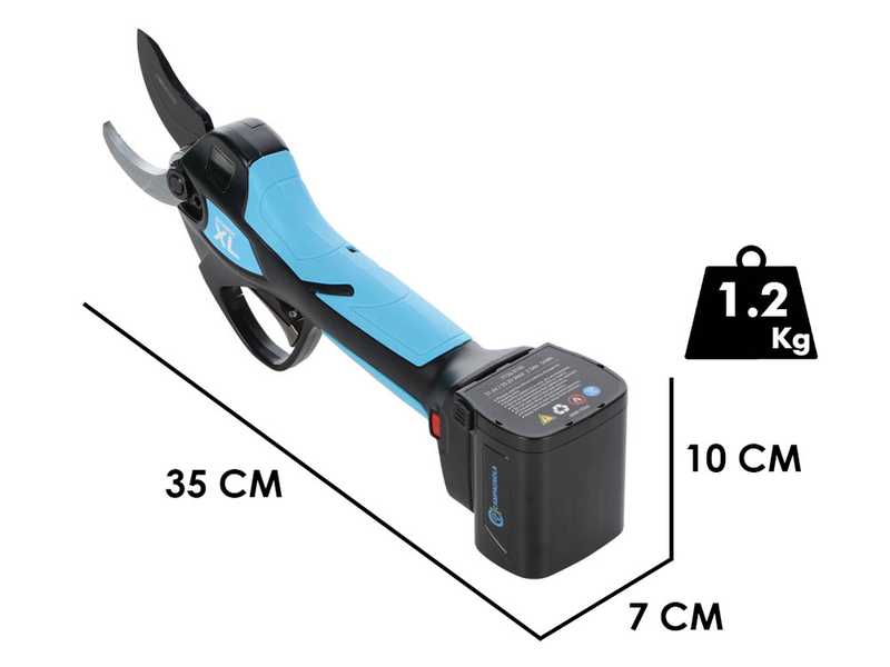 Campagnola Stark XL - Forbice elettrica da potatura con kit cavo e fondina per batteria - 3x 21,6V 2,5 Ah
