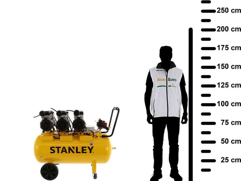 Stanley DST 370/8/100-3 - Compressore aria elettrico monofase silenziato, oil-less - Motore 3 HP - 100 lt
