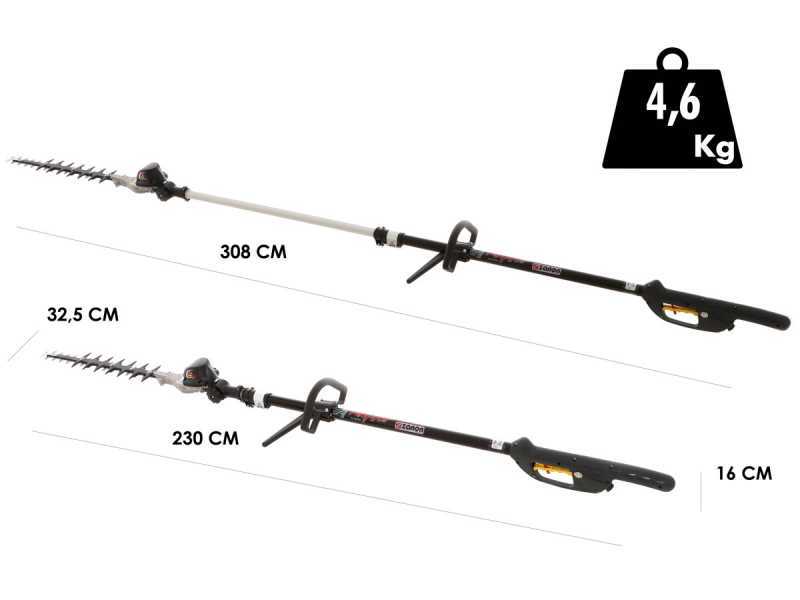 Zanon Raptor 600 - Tagliasiepi su asta di prolunga telescopica a batteria 50.4V/6.4Ah - Lama da 60 cm
