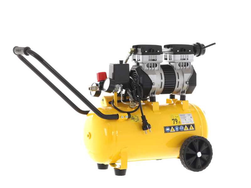 Stanley DST 150/8/24 SXCMS1324H - Compressore aria elettrico carrellato - 24 lt oilless - Silenziato