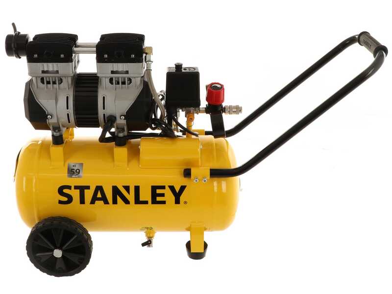 Stanley DST 150/8/24 SXCMS1324H - Compressore aria elettrico monofase silenziato, oil-less - Motore 1.3 HP - 24 lt