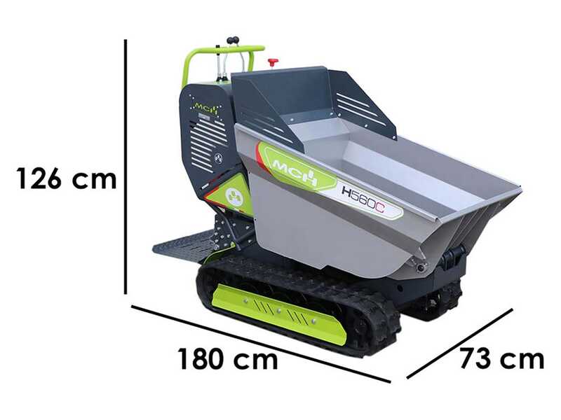 Motocarriola cingolata MCH H560C-GX - Cassone dumper idraulico 500 kg - Cambio idrostatico