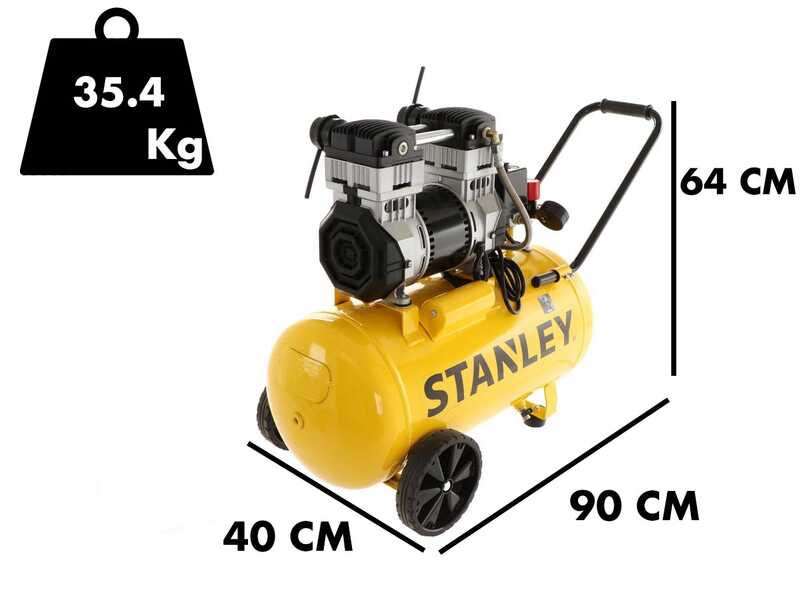 Compressore Stanley 50 Litri 2HP - Silenzioso, Con Ruote E Maniglie