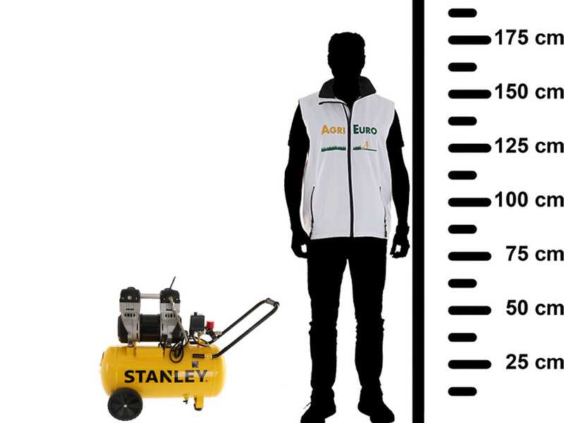 Stanley DST 240/8/50 - Compressore aria elettrico monofase silenziato, oil-less - Motore 2 HP - 50 lt