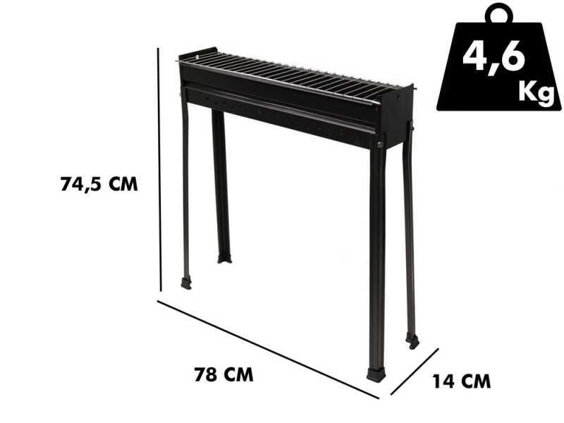 Seven Italy BBQ-80 Classic - Griglia per arrosticini a carbone - 80x15cm
