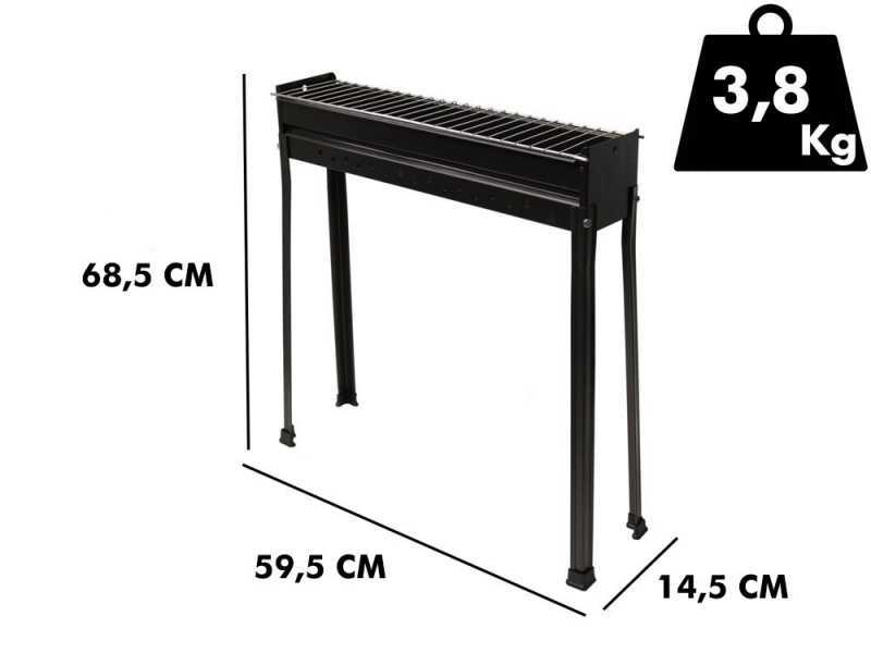 Mille BBQ-60 Classic - Griglia per arrosticini a carbone - 60x15cm