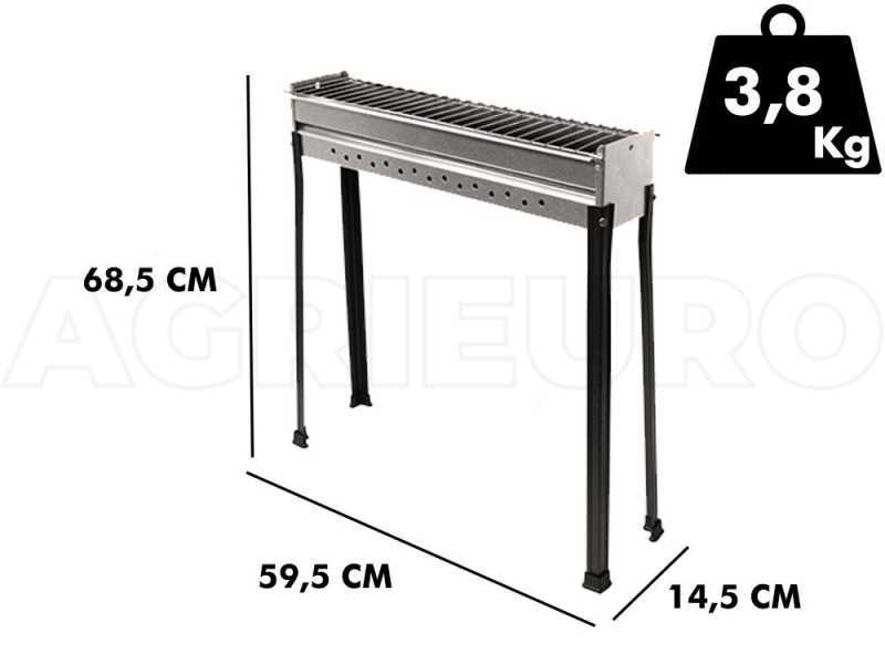 Seven Italy BBQ-60 INOX - Griglia per arrosticini a carbone - 60x14cm
