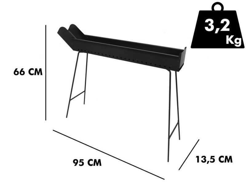 Seven Italy BBQ-60 Go - Griglia per arrosticini a carbone - 60x14cm