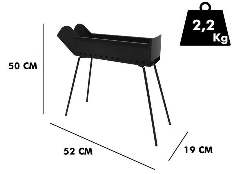 Seven Italy BBQ-40 Go - Griglia per arrosticini a carbone - 40x14cm