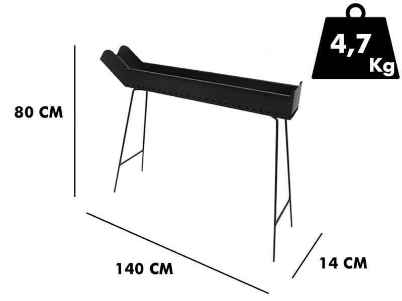 Mille BBQ-100 Go - Griglia per arrosticini a carbone - 100x14cm
