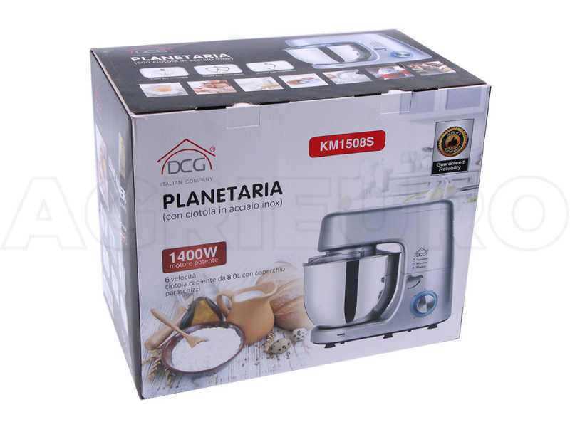 DCG KM1508 - Impastatrice planetaria - Vasca INOX 8 litri - Multi attrezzo a sgancio rapido