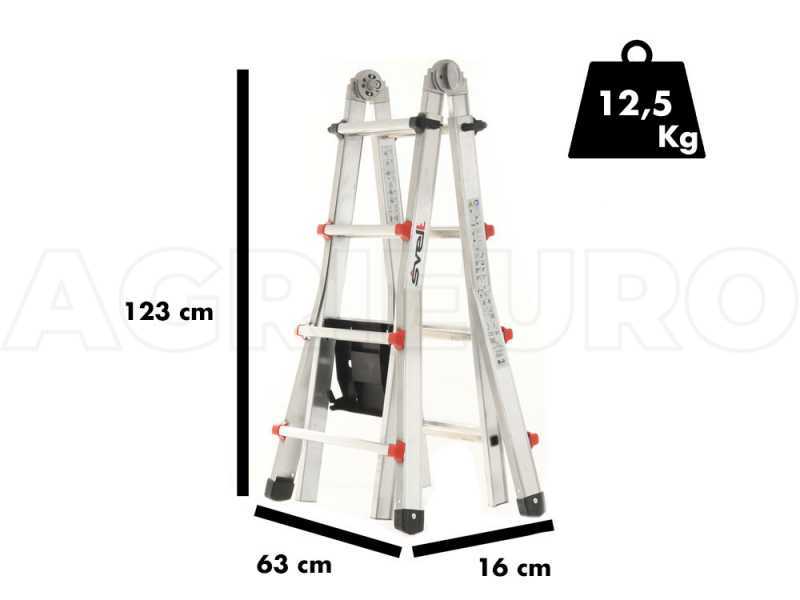 Svelt Scalissima GR SSCAL008/A, 2x8 gradini, 4.02 m - Scala in alluminio telescopica - Altezza stimata operativa 5.02 m