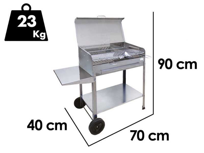 Seven Italy Achille Large - Barbecue in acciaio inox artigianale a carbone - 67,5x37cm