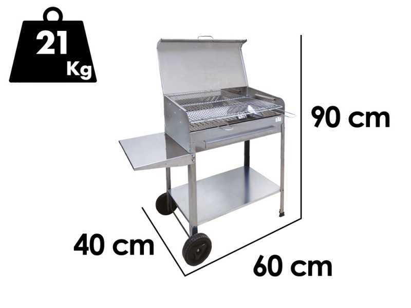 Mille Achille Medium - Barbecue in acciaio inox artigianale a carbone - 57,5x37cm