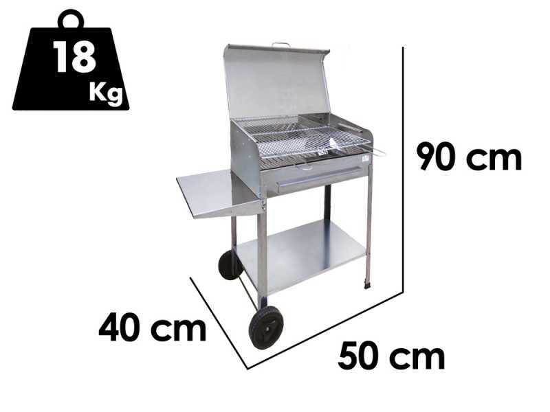 Seven Italy Achille Small - Barbecue in acciaio inox artigianale a carbone - 47,5x37cm