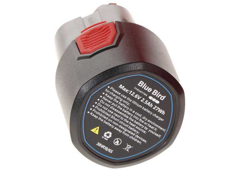 Blue Bird CS 22-04 - Potatore manuale elettrico a batteria - 2 Batterie da 12.6V 2.5Ah - Capacit&agrave; di taglio 100mm