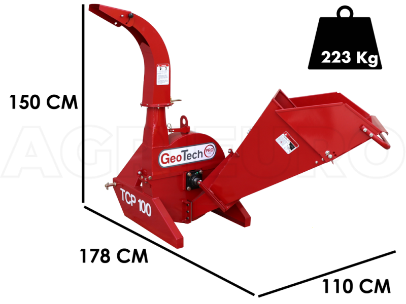 GeoTech Pro TCP 100 - Biotrituratore a trattore - Diametro di taglio 100 mm