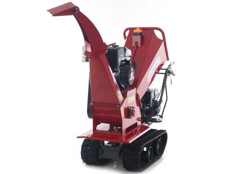 GeoTech Pro BMS 155 LE - Biotrituratore su motocarriola GeoPorter 330D semovente a cingoli 4 rulli - Motore Loncin da 15HP - Cassone dumper