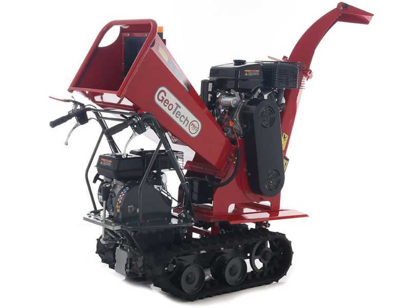 GeoTech Pro BMS 155 LE - Biotrituratore su motocarriola GeoPorter 330D semovente a cingoli 4 rulli - Motore Loncin da 15HP - Cassone dumper
