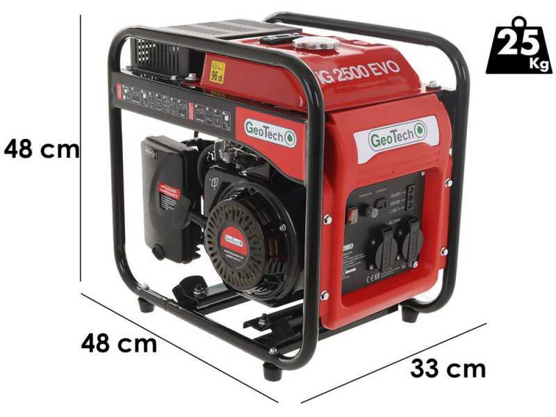 GeoTech iG 2500 EVO - Generatore di corrente inverter a benzina 2.5 kW - Continua 2.2 kW Monofase