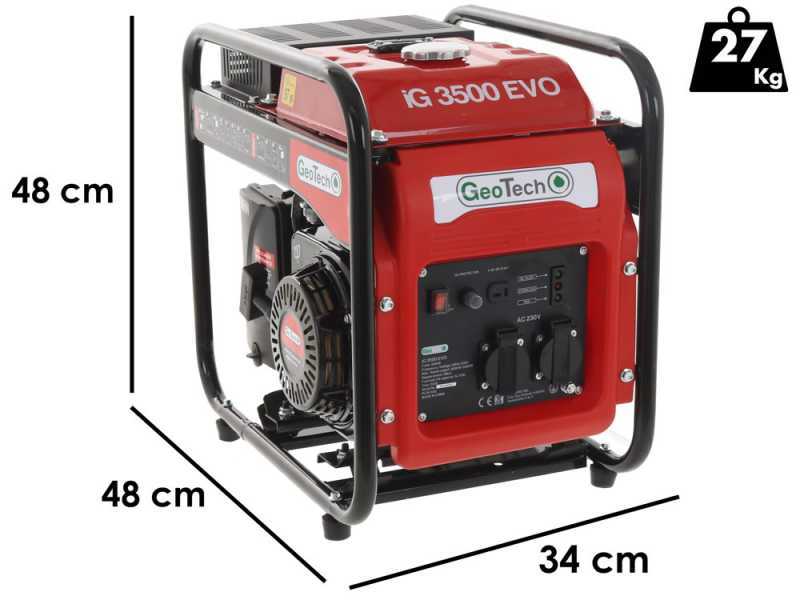 GeoTech iG 3500 EVO - Generatore di corrente inverter a benzina 3.5 kW - Continua 3.2 kW Monofase