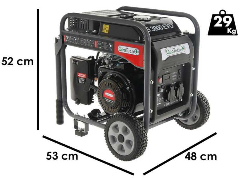 GeoTech iG 3800 EVO - Generatore di corrente carrellato inverter a benzina 3.8 kW - Continua 3.5 kW Monofase