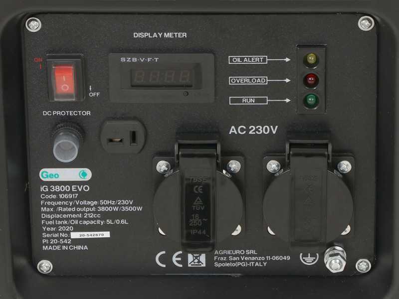 GeoTech iG 3800 EVO - Generatore di corrente carrellato inverter a benzina 3.8 kW - Continua 3.5 kW Monofase