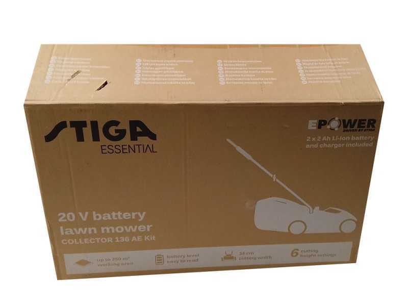 Stiga Collector 136 AE Kit - Tagliaerba a batteria - 2x20V/2.0Ah - Taglio 34 cm