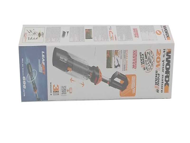 Worx Hyper WG543E - Soffiatore a batteria 20V 4Ah + in omaggio batteria 20V 4Ah