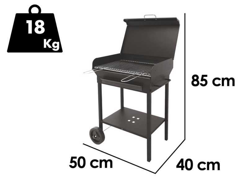 Seven Italy Vulcano ECO Small - Barbecue in ferro artigianale a carbone - 47,5x37cm