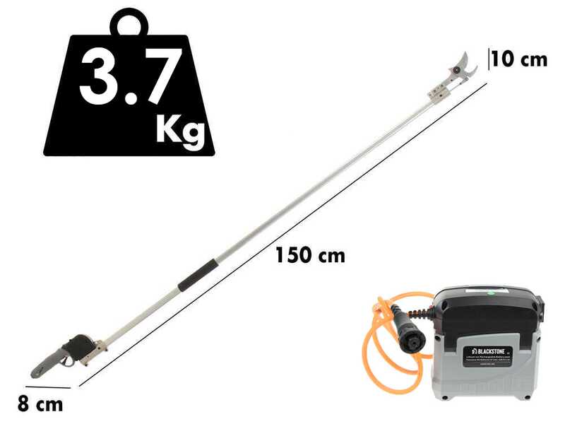 BlackStone 450-BP - Forbice elettrica da potatura su asta - 37V 5.2Ah - 150 cm