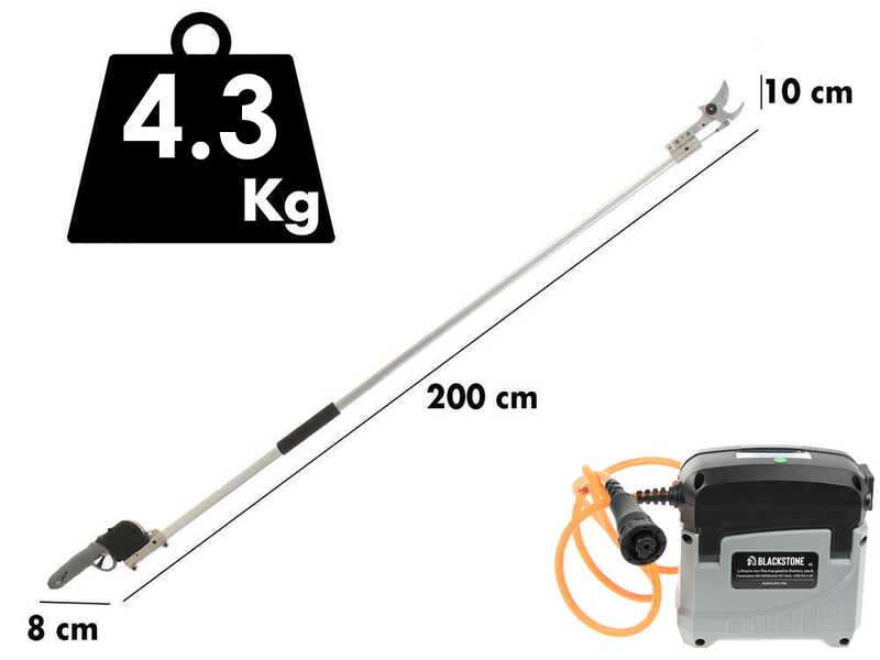 BlackStone 500-BP - Forbice elettrica da potatura su asta - 37V 5.2Ah - 200 cm  - Diametro di taglio 40mm