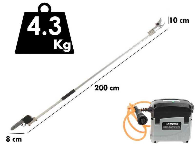 BlackStone 500-BP - Forbice elettrica da potatura su asta - 37V 5.2Ah - 200 cm