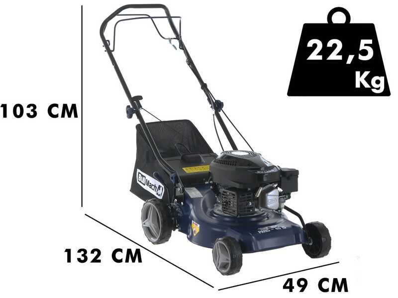 BullMach PARIS - 40 IS - Tagliaerba a scoppio trazionato - Motore da 4HP - Taglio 40cm