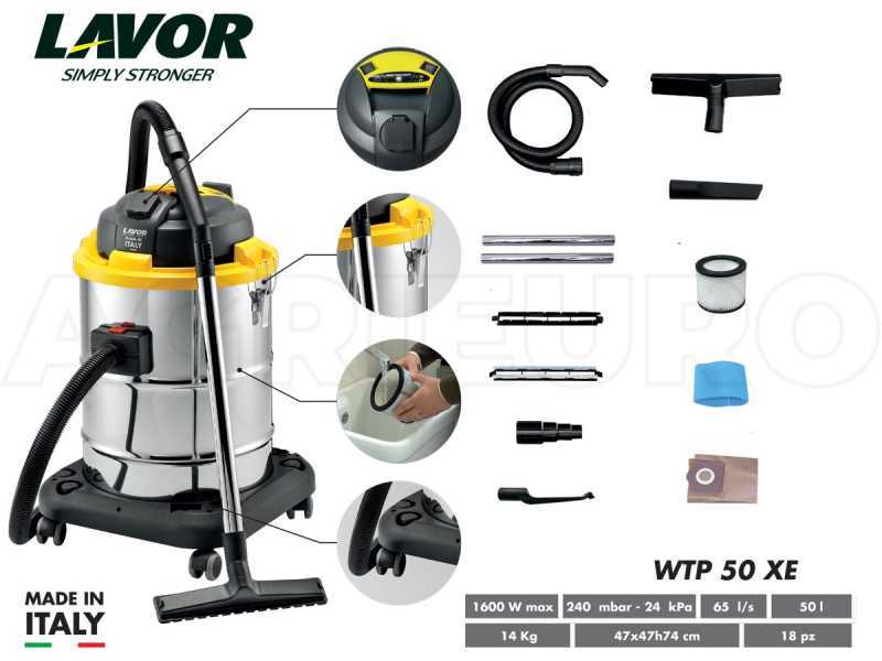 Lavor WTP 50 XE - Aspirapolvere aspiraliquidi - con bidone 50 lt, 1600 W