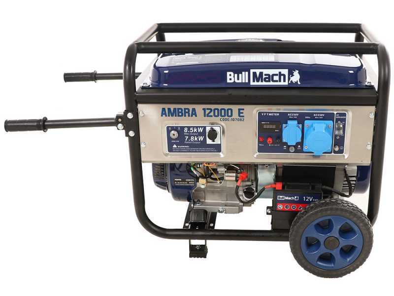 BullMach AMBRA 12000 E - Generatore di corrente carrellato a benzina con AVR 8.5 kW - Continua 7.8 kW Monofase