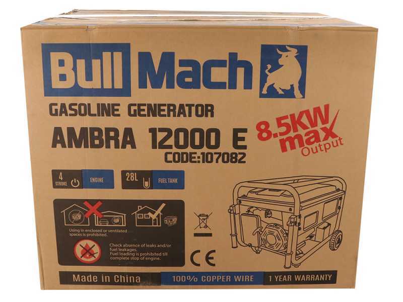 BullMach AMBRA 12000 E - Generatore di corrente carrellato a benzina con AVR 8.5 kW - Continua 7.8 kW Monofase