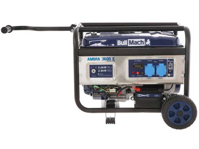 BullMach AMBRA 3600 E - Generatore di corrente carrellato a benzina 3 kW - Continua 2.8 kW Monofase