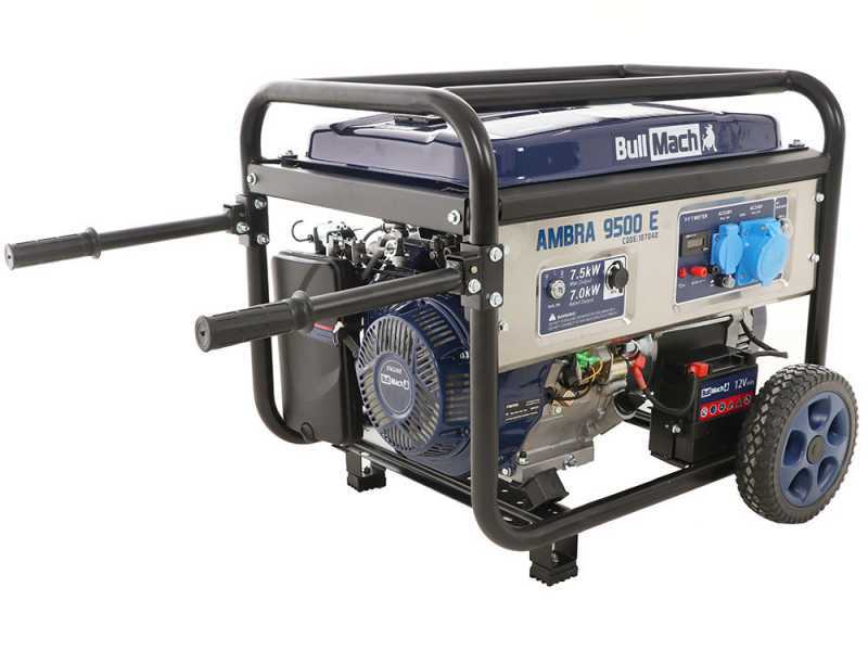 BullMach AMBRA 9500 E - Generatore di corrente carrellato a benzina con AVR 7.5 kW - Continua 7 kW Monofase