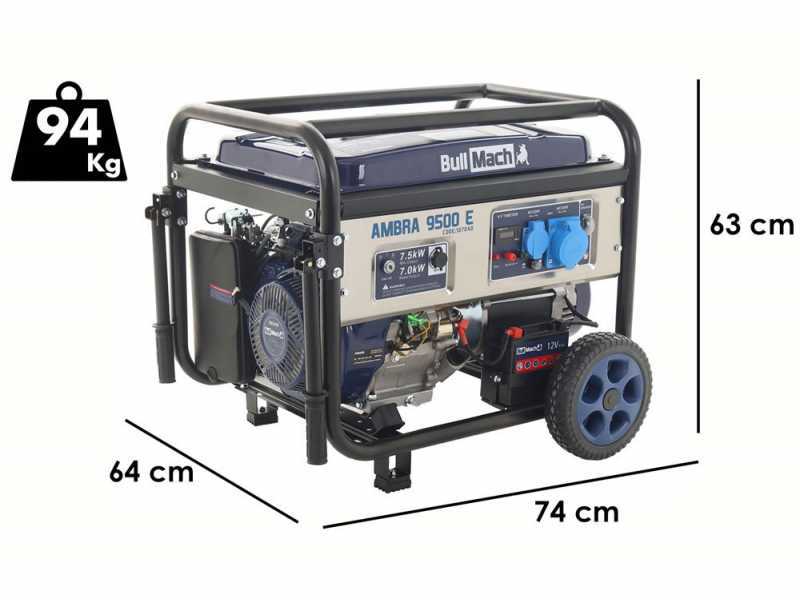 BullMach AMBRA 9500 E - Generatore di corrente carrellato a benzina con AVR 7.5 kW - Continua 7 kW Monofase