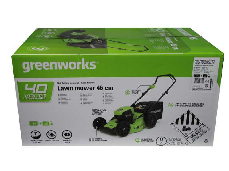 Greenworks GD40LM46HPK4 - Tagliaerba a batteria - 40V/4Ah - Taglio 46 cm