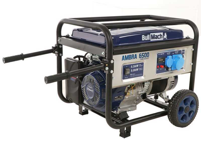 BullMach AMBRA 6500 - Generatore di corrente carrellato a benzina con AVR 5.5 kW - Continua 5 kW Monofase