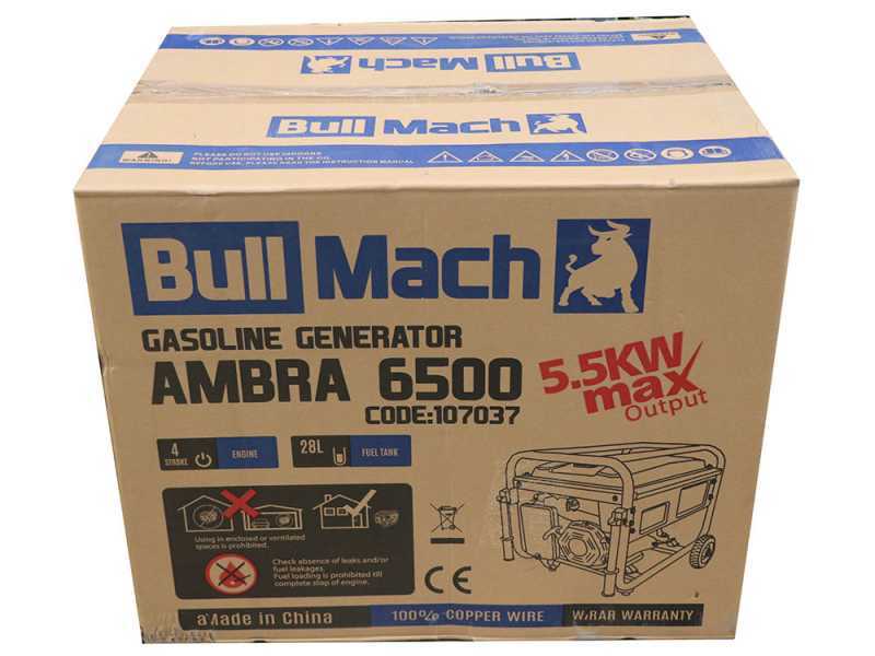 BullMach AMBRA 6500 - Generatore di corrente carrellato a benzina con AVR 5.5 kW - Continua 5 kW Monofase