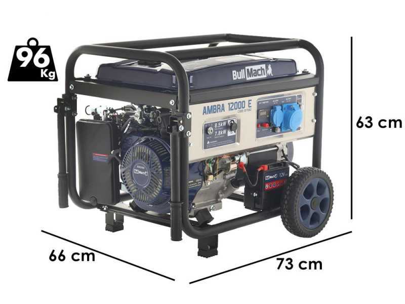 BullMach AMBRA 12000 E - Generatore di corrente carrellato a benzina con AVR 8.5 Kw monofase - Quadro ATS incluso