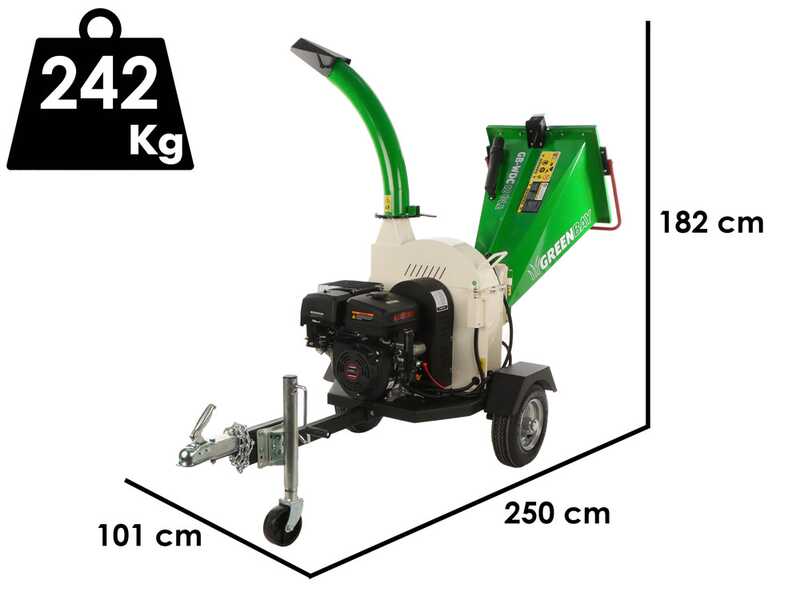 GreenBay GB-WDC 120 LE - Biocippatore a scoppio professionale motore Loncin G420FD da 15 HP