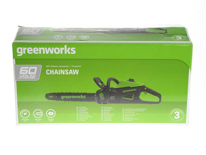 Elettrosega a batteria GreenWorks GD60CS40 - lama da 41cm - Batteria 60V/4Ah e caricabatteria inclusi