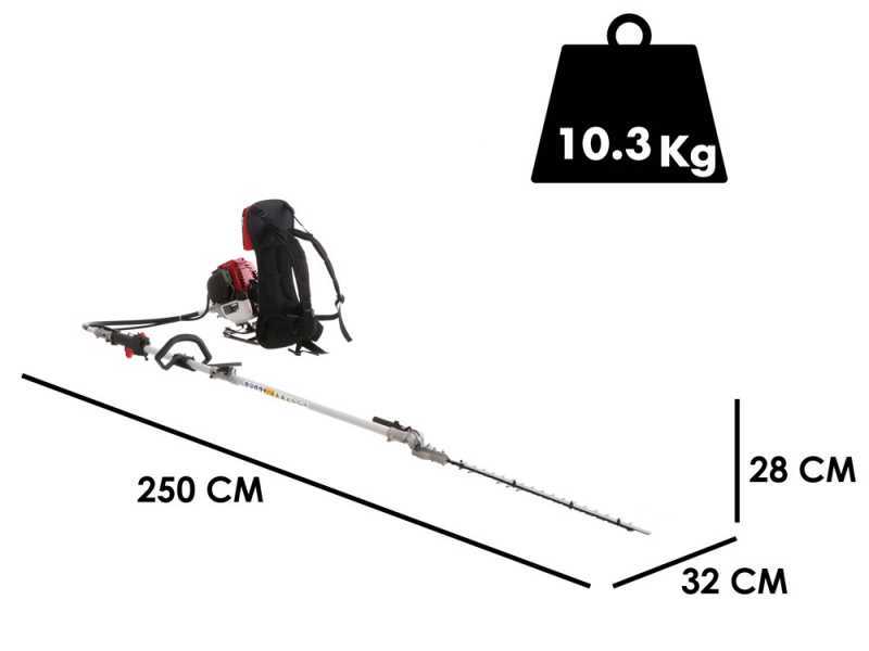 GeoTech GT-4 36BP - Tagliasiepi a scoppio su asta di prolunga con zaino - 36 cc