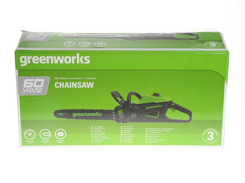 GreenWorks GD60CS40 - Elettrosega a batteria - 60V - Lama da 40cm - SENZA BATTERIE E CARICABATTERIE