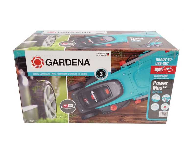 Gardena PowerMax 32/36V P4A - Tagliaerba a batteria - 2x18V/2.5Ah - Taglio 32 cm