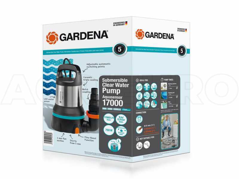 Gardena 17000 Aquasensor - Pompa sommersa per acque chiare